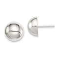 Sterling Silver Polished 12mm Button Earrings, 12 x 12 mm