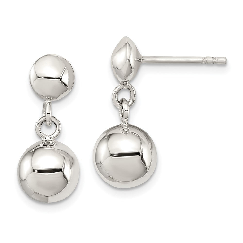 Sterling Silver 8mm Dangle Ball Post Earrings, 18 x 8 mm