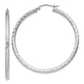 Sterling Silver Rhodium-plated 2.5mm Diamond-cut Hoop Earrings, 46 x 2.5 mm