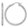 Sterling Silver Rhodium-plated 3.00mm Diamond-cut Hoop Earrings, 42 x 3 mm
