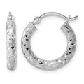 Sterling Silver Rhodium-plated 3.00mm Diamond-cut Hoop Earrings, 18 x 3 mm