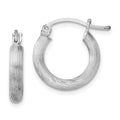 Sterling Silver Rhodium-plated 3mm Polished/Satin Diamond-cut Hoop Earrings, 18 x 3 mm