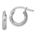 Sterling Silver Rhodium-plated 3mm Polished/Satin Diamond-cut Hoop Earrings, 16 x 3 mm