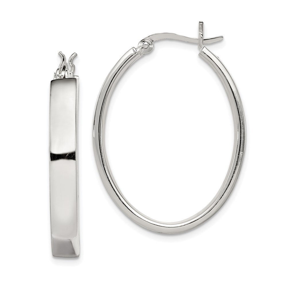 Sterling Silver Polished 4.75mm Oval Hoop Earrings, 33 x 26 mm