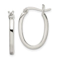 Sterling Silver 2.00mm Square Tube Oval Hoop Earrings, 22 x 2 mm