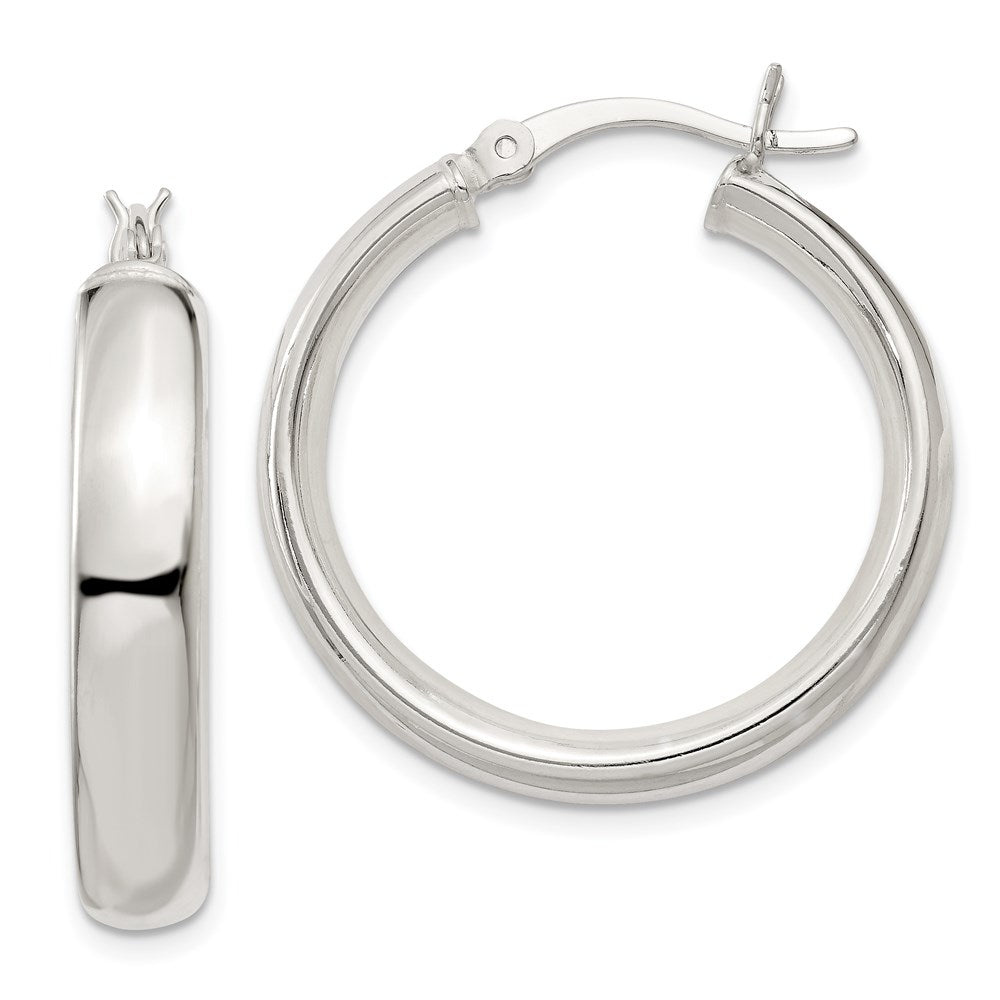 Sterling Silver 5x25mm Hoop Earrings, 25 x 5 mm