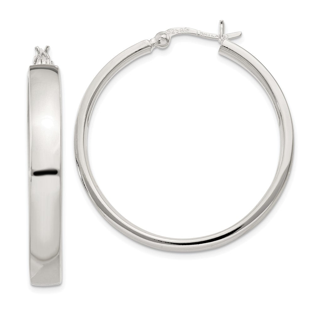 Sterling Silver 5x31mm Hoop Earrings, 31 x 5 mm