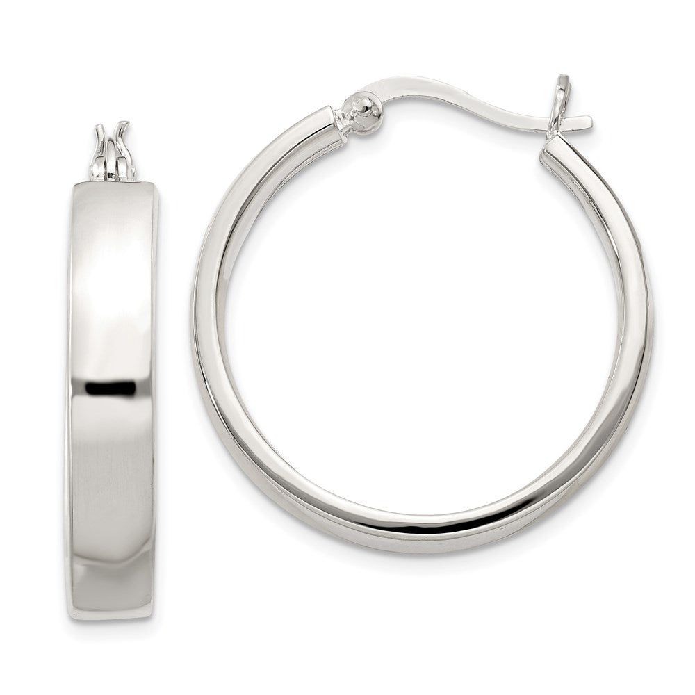 Sterling Silver 5x27mm Hoop Earrings, 27 x 5 mm