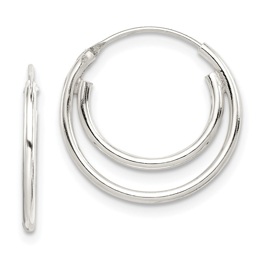Sterling Silver Double Endless Hoop Earrings, 17 x 16 mm