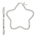 Sterling Silver Rhodium-Plated 2mm Star Hoop Earrings, 43 x 45 mm
