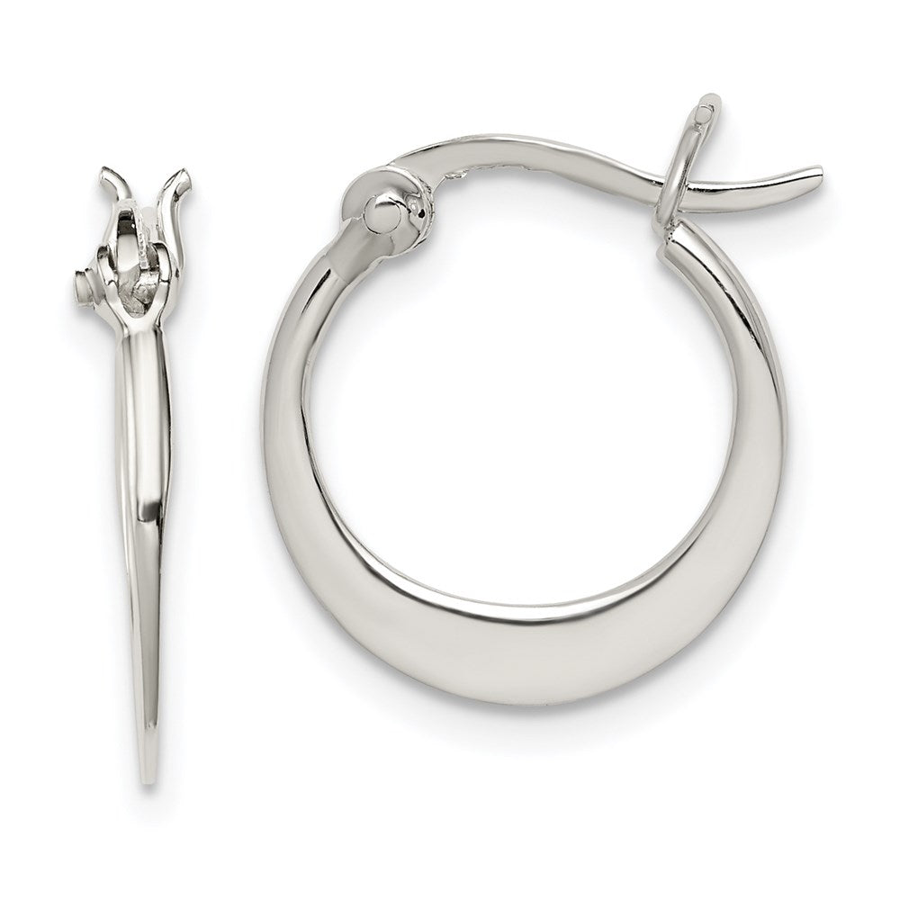 Sterling Silver Polished Tapered Round Hoop Earrings, 18 x 1.5 mm