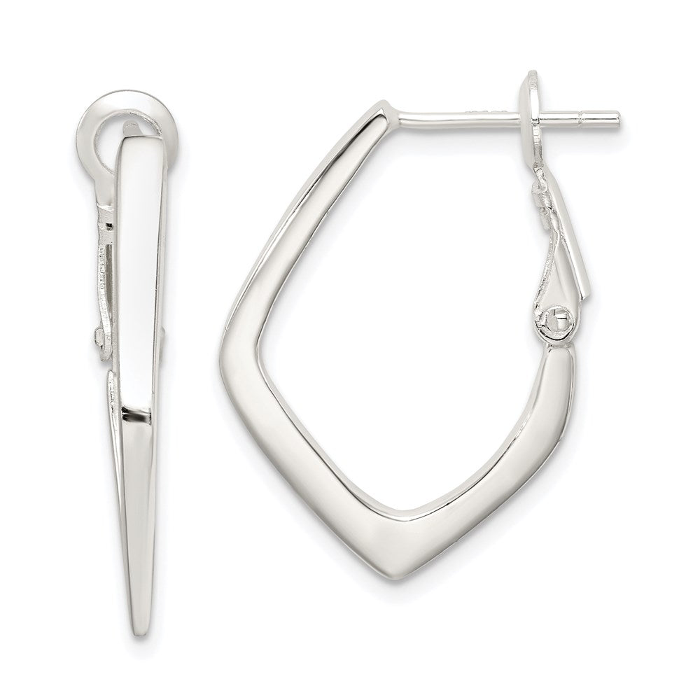 Sterling Silver Rhodium-plated Omega Back Earrings, 25 x 18 mm