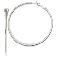 Sterling Silver Polish & Tapered 1.5mm Omega Back Round Hoop Earrings, 59 x 57 mm