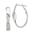Sterling Silver Rhodium-plated Twisted Oval Omega Back Hoop Earrings, 30 x 21 mm