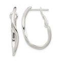 Sterling Silver Polished Wavy Omega Back Oval Hoop Earrings, 30 x 19 mm