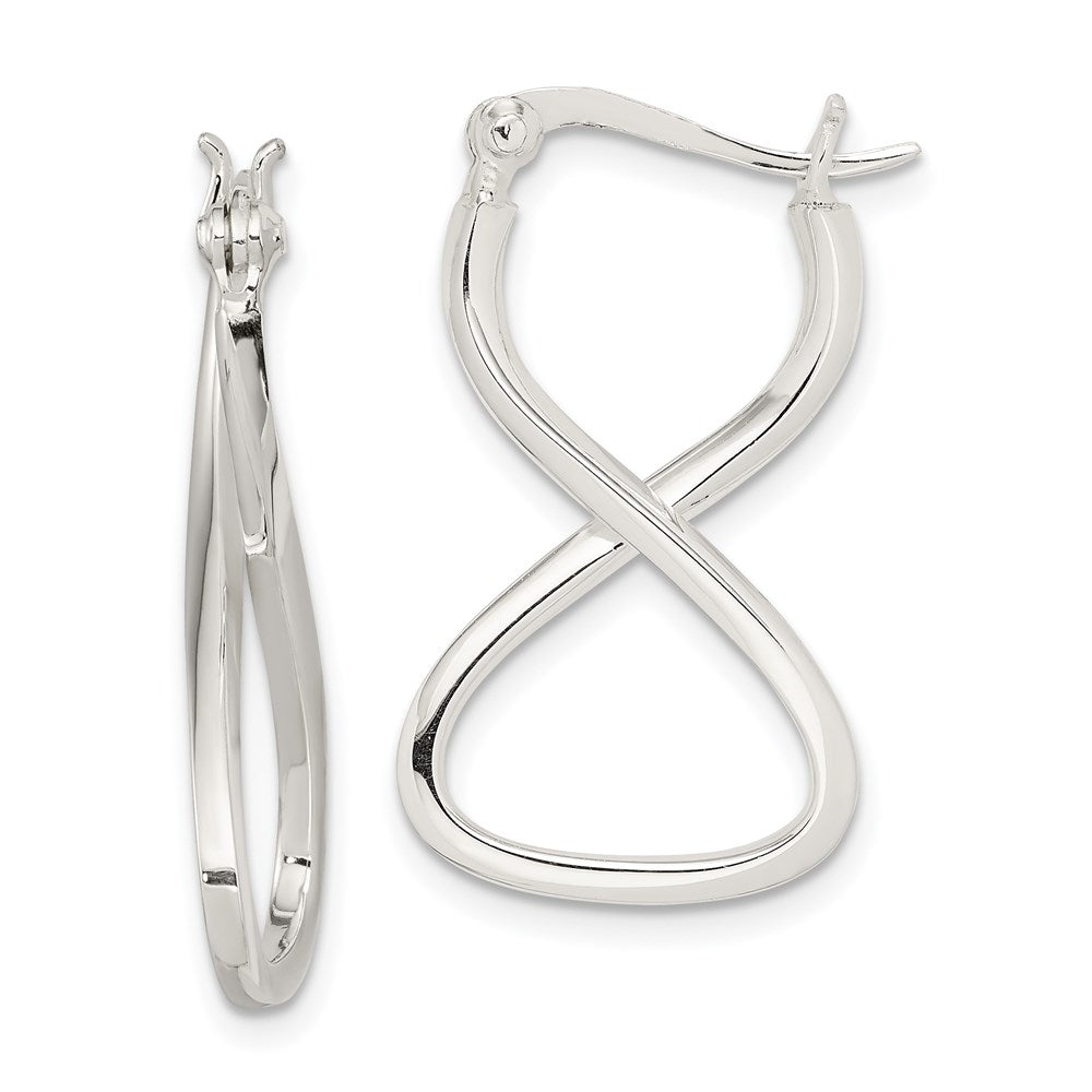 Sterling Silver Polished & Twisted Oval Hoop Earrings, 28 x 17 mm
