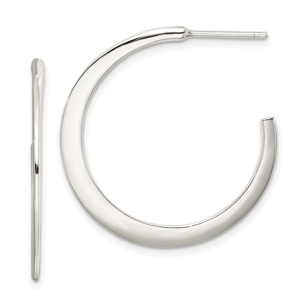 Sterling Silver Post Hoop Earrings, 30 x 30 mm