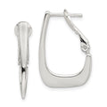 Sterling Silver Rhodium-plated Tapered Omega Back Hoop Earrings, 18 x 16 mm