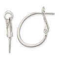 Sterling Silver Rhodium-plated 1.5mm Oval Omega Back Hoop Earrings, 22 x 21 mm