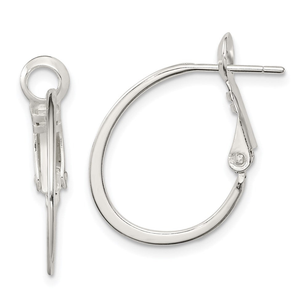 Sterling Silver Rhodium-plated 1.5mm Oval Omega Back Hoop Earrings, 22 x 21 mm