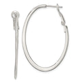 Sterling Silver Rhodium-plated 1.5mm Oval Omega Back Hoop Earrings, 40 x 28 mm
