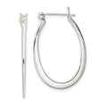 Sterling Silver Polished & Tapered Oval Hoop Earrings, 32 x 20 mm