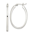 Sterling Silver Tapered 3mm Oval Hoop Earrings, 38 x 27 mm