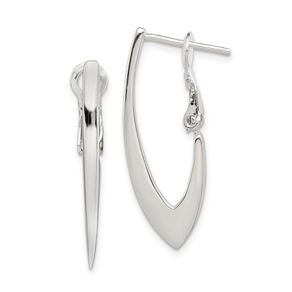 Sterling Silver Tapered Omega Back Hoop Earrings, 30 x 11 mm