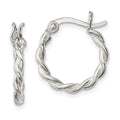 Sterling Silver Satin Twisted 2mm Hoop Earrings, 16.5 x 2 mm