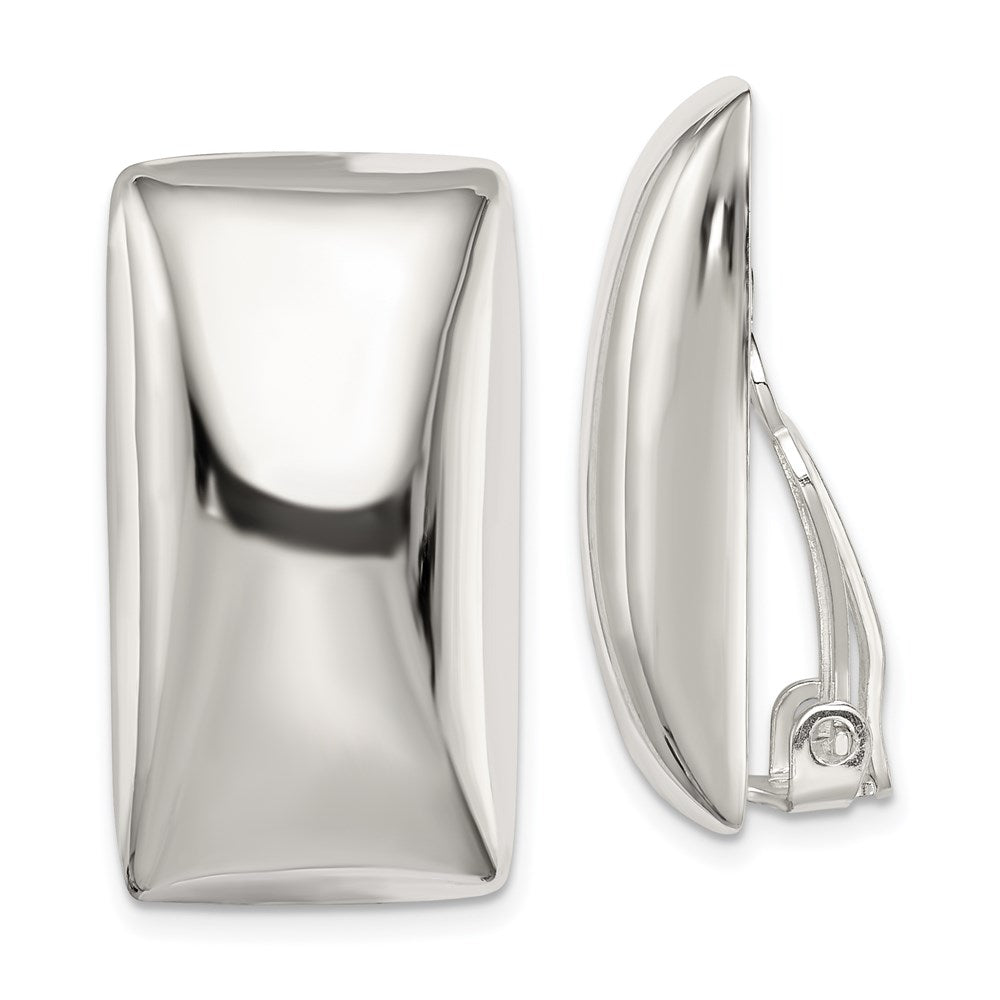 Sterling Silver Polished Non-Pierced Rectangle Earrings, 29 x 17 mm