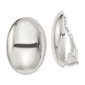 Sterling Silver Polished Non-Pierced 25x18mm Oval Button Earrings, 25 x 18 mm
