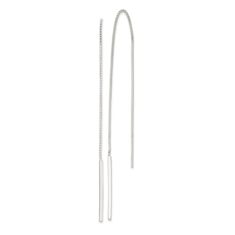 Sterling Silver Polished Bar Threader Earrings, 78 x 1 mm