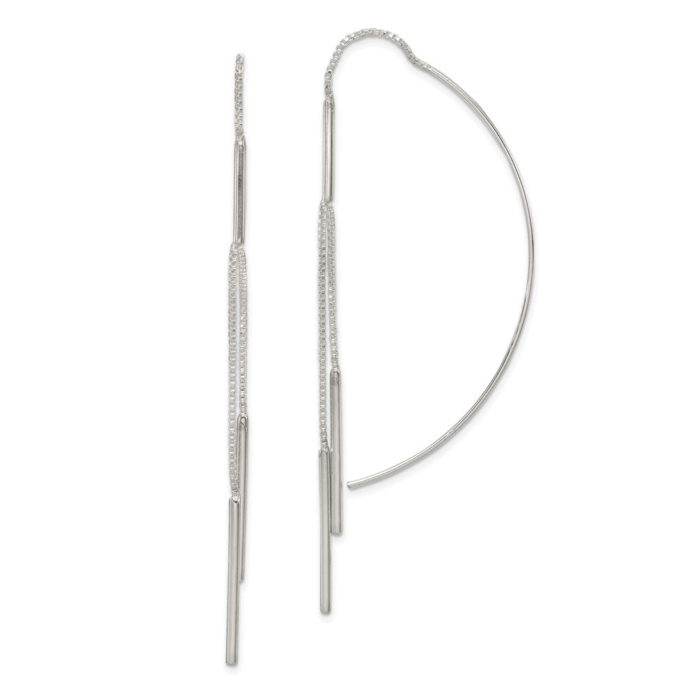 Sterling Silver Polished Multi-Strand Bar Threader Earrings, 71 x 1 mm