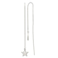 Sterling Silver Polished Star Threader Earrings, 76 x 12 mm