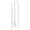 Sterling Silver Polished Double Heart Threader Earrings, 62 x 9 mm
