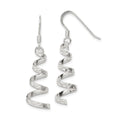 Sterling Silver Polished & Textured Twisted Dangle Earrings, 42 x 10 mm