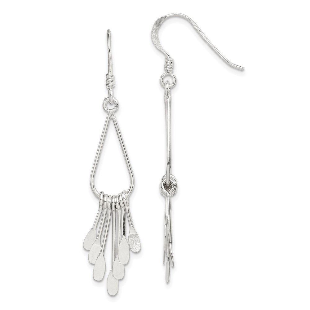 Sterling Silver Polished Fancy Teardrop Dangle Earrings, 55 x 8 mm
