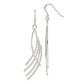 Sterling Silver Polished Fancy Curved Design Dangle Earrings, 62 x 15 mm