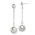 Sterling Silver Polished 14mm Ball Post Dangle Earrings, 63 x 15 mm