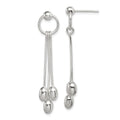Sterling Silver Polished Multi-strand Oval Beaded Post Dangle Earrings, 45 x 10 mm