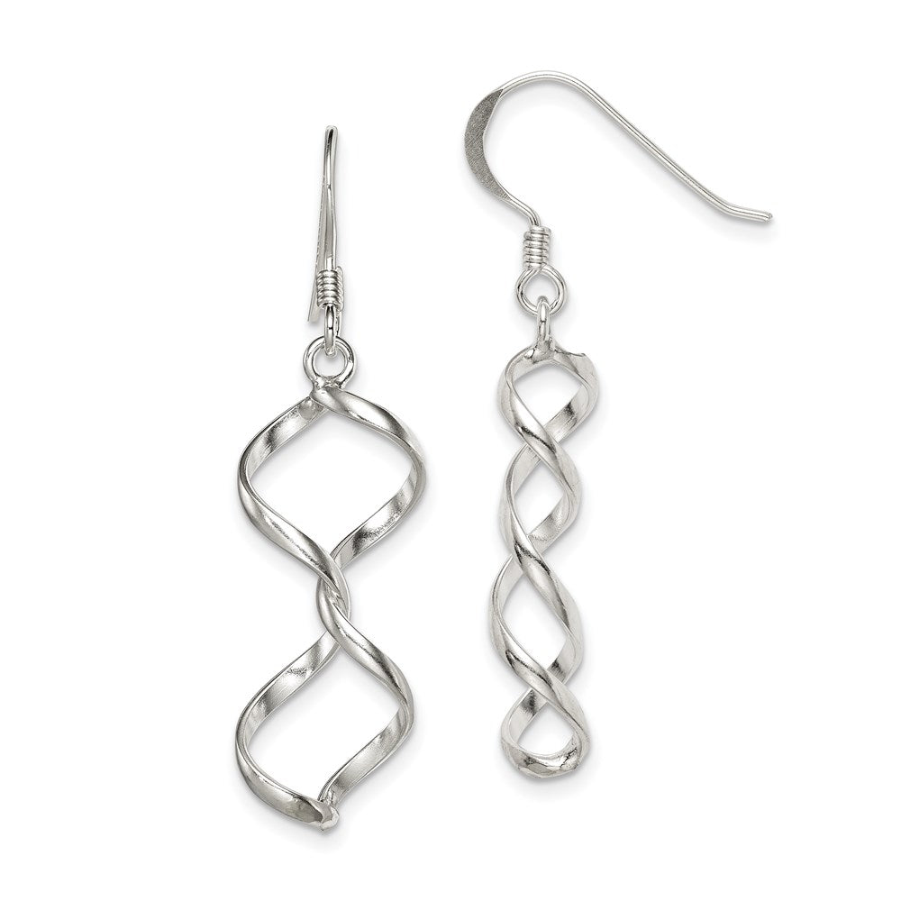 Sterling Silver Polished Fancy Twisted Dangle Earrings, 42 x 8 mm