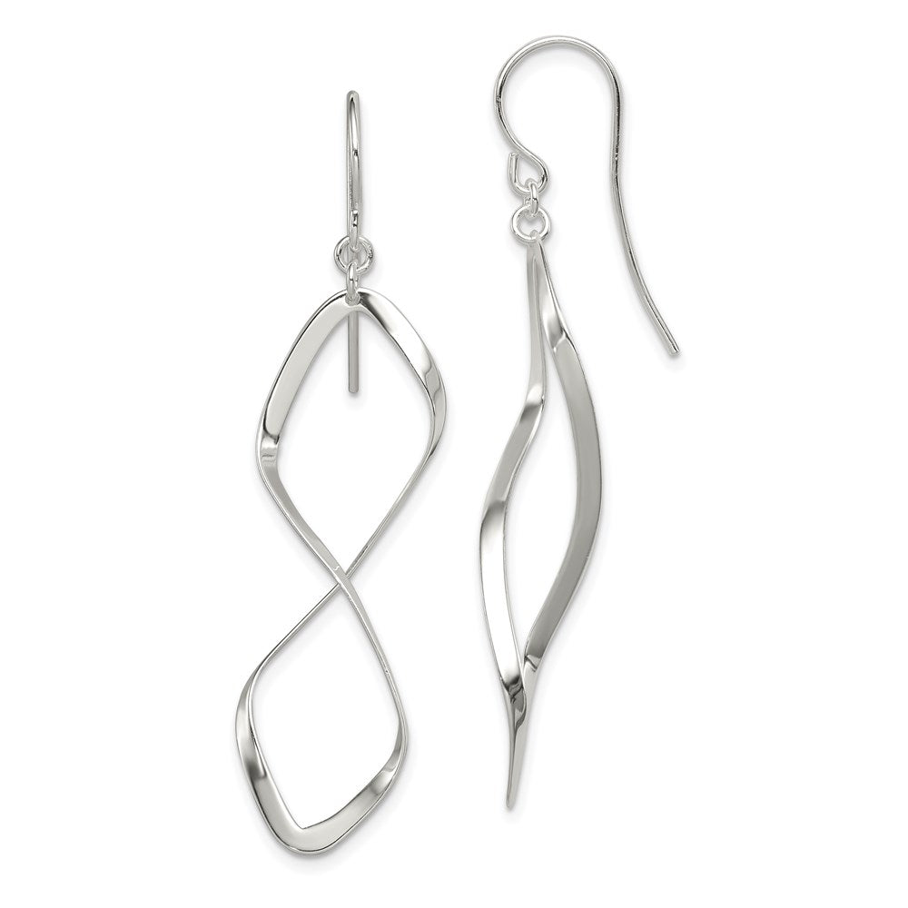 Sterling Silver Rhodium-plated Polished Twisted Dangle Earrings, 50 x 14 mm