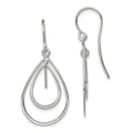 Sterling Silver Polished Double Teardrop Dangle Earrings, 40 x 21 mm
