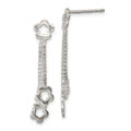 Sterling Silver Flower Dangle Earrings, 34 x 11 mm