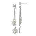 Sterling Silver Flower Dangle Post Earring, 55 x 11 mm