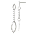 Sterling Silver Polished Marquise Shapes & Chain Post Dangle Earrings, 55 x 10 mm