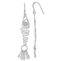 Sterling Silver Polished Fancy Geometric Fish Earrings, 78 x 19 mm