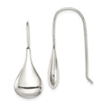 Sterling Silver Tear Drop Shaped Drop Wire Earrings, 36 x 13 mm