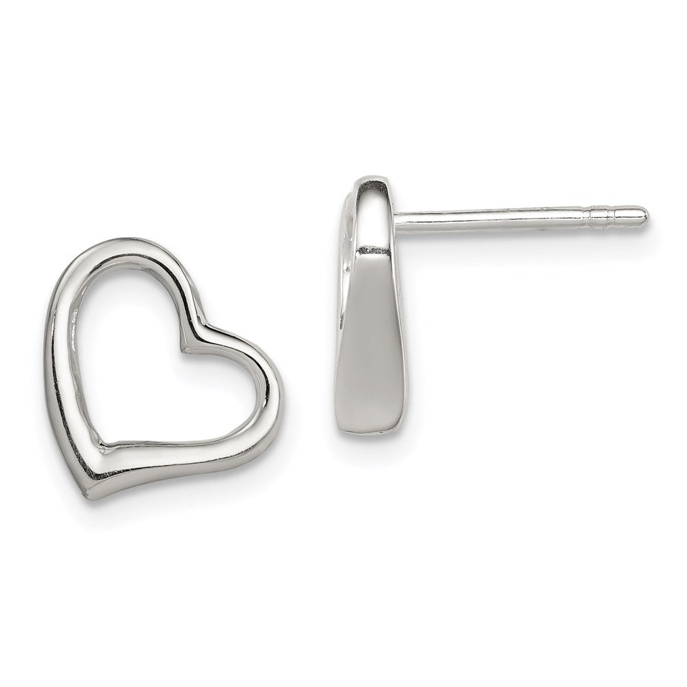 Sterling Silver Heart Earrings, 10 x 10 mm
