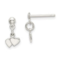 Sterling Silver Dangling Hearts Earrings, 18 x 7 mm